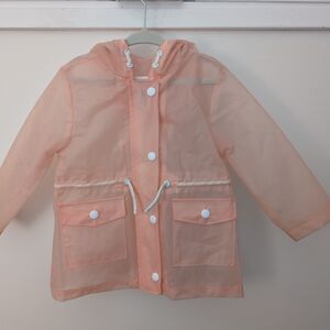 Zara Girls Toddler Peach Hooded Translucent Spring Raincoat 18-24M